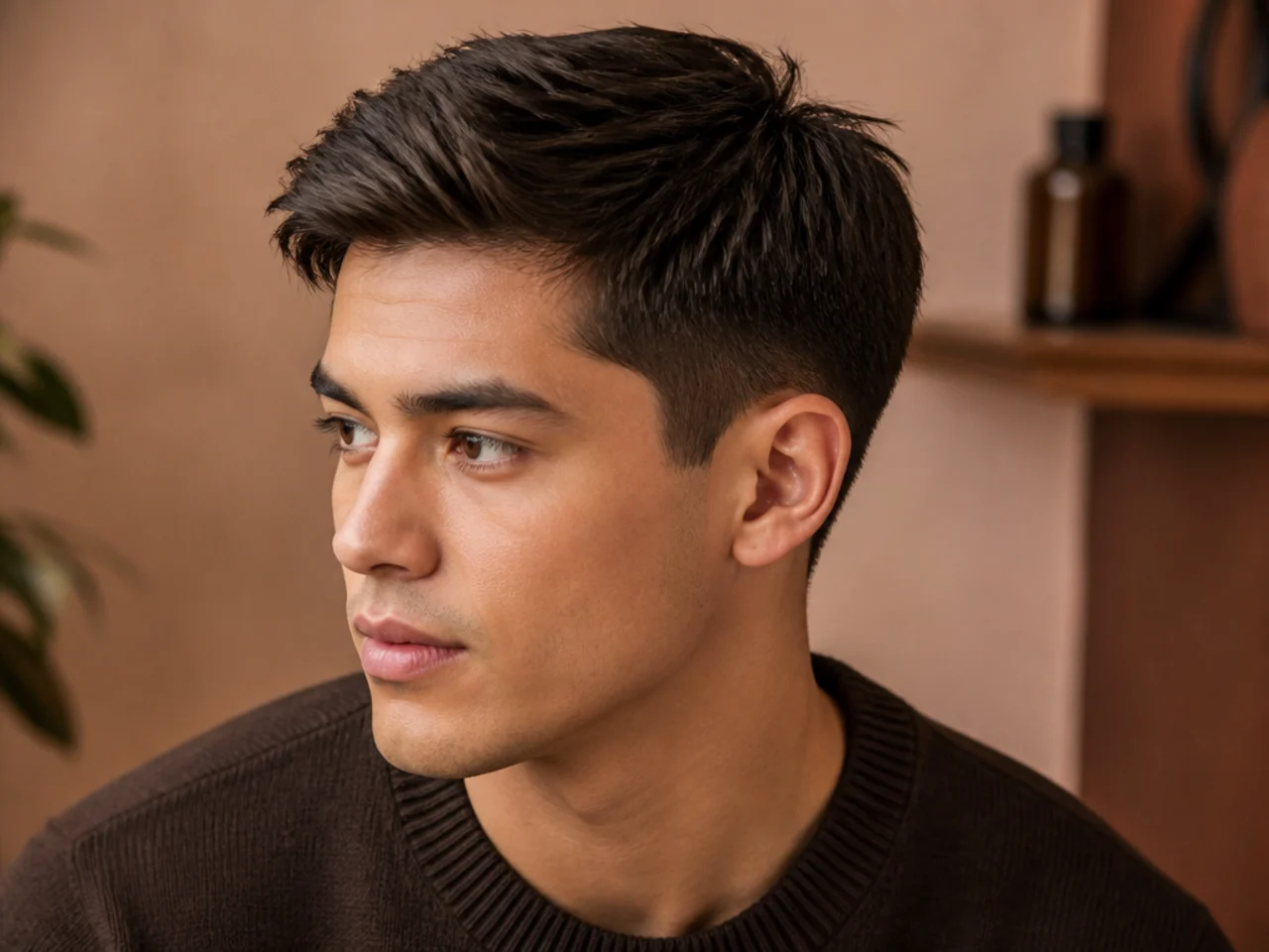 A textured ivy league on straight hair