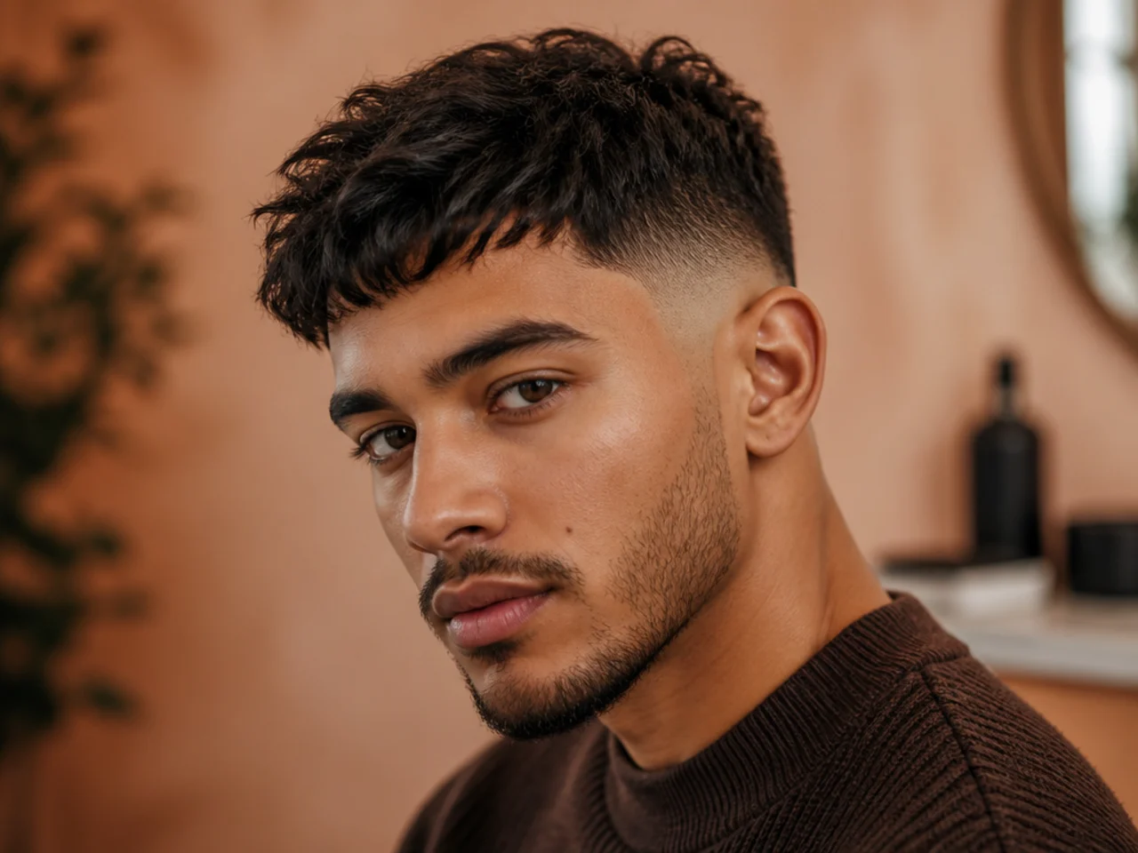 A textured low skin fade