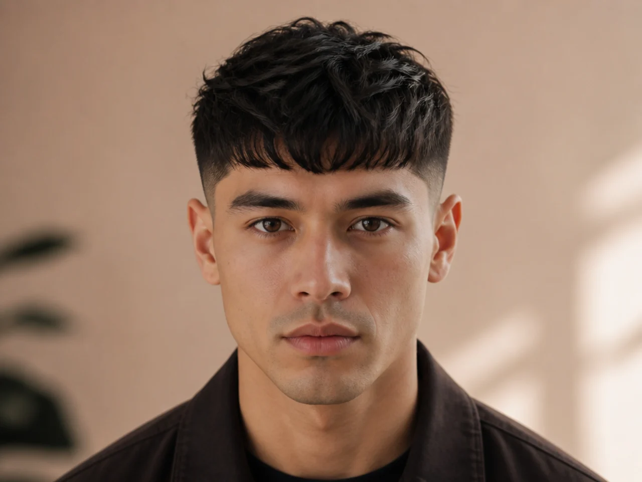 A textured low fade with a fringe