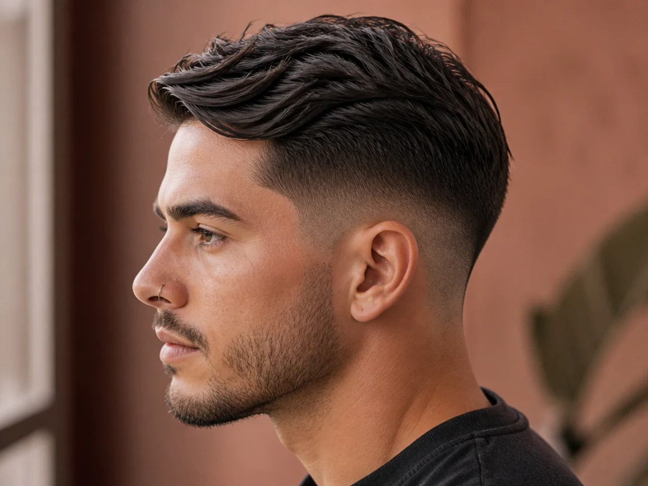 A textured low fade comb over