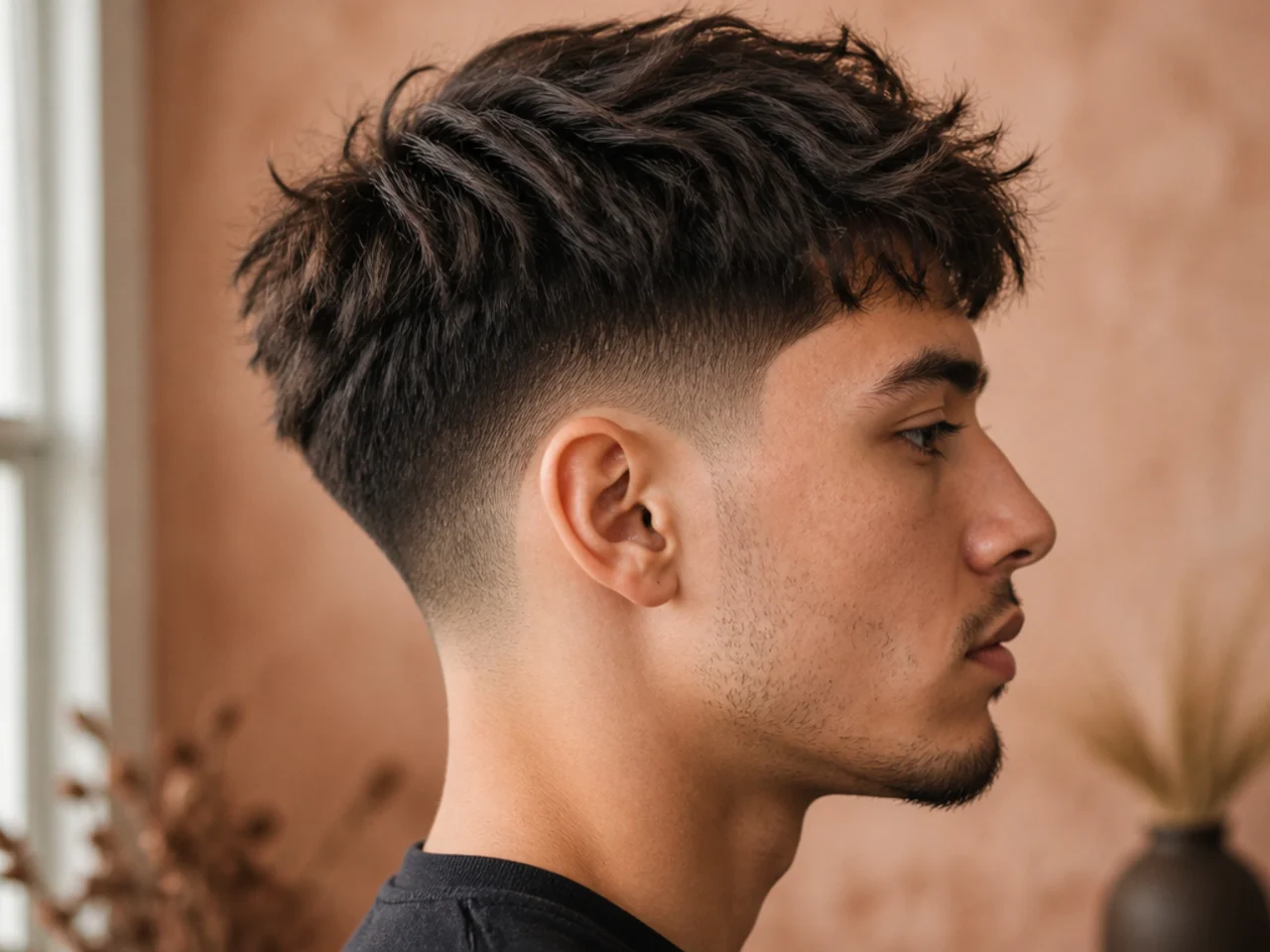 A large textured section running down to a low fade