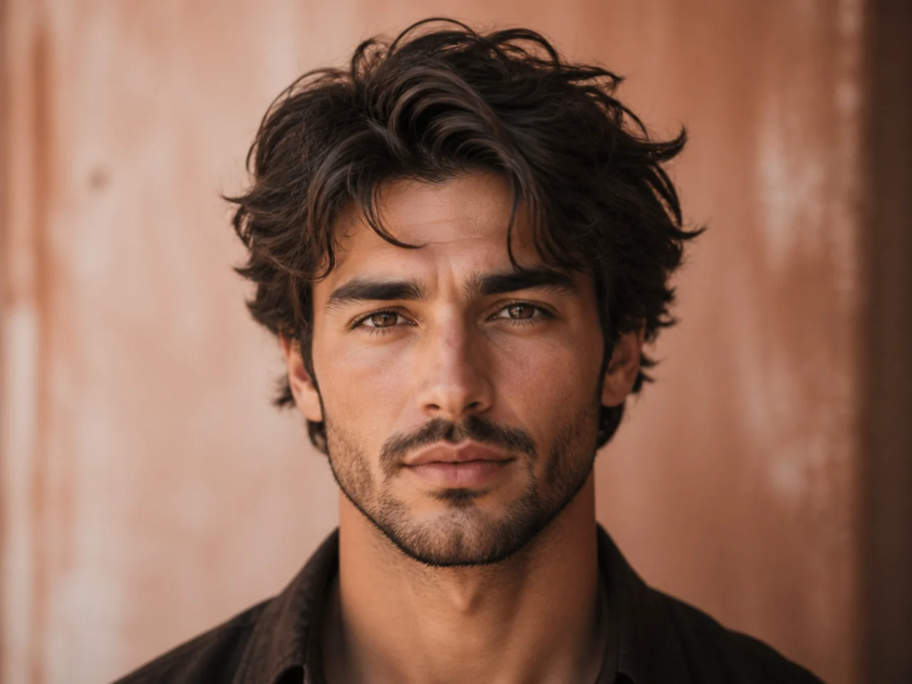 Textured medium-length hair on a man
