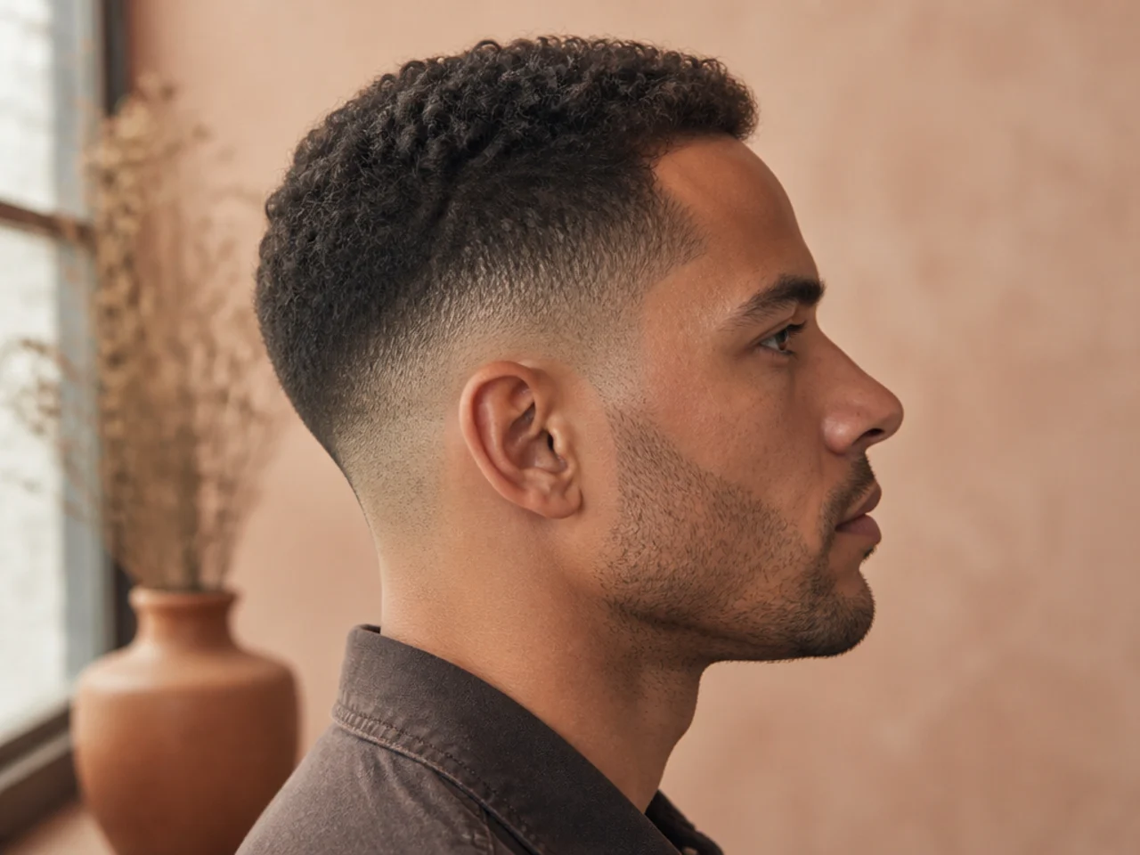 Coarse short hair finished with no product