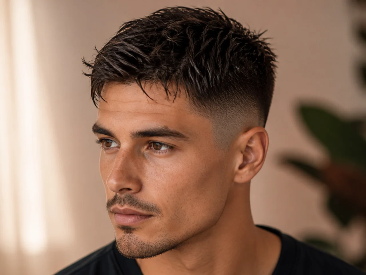 Short hair at the damp stage before product is applied