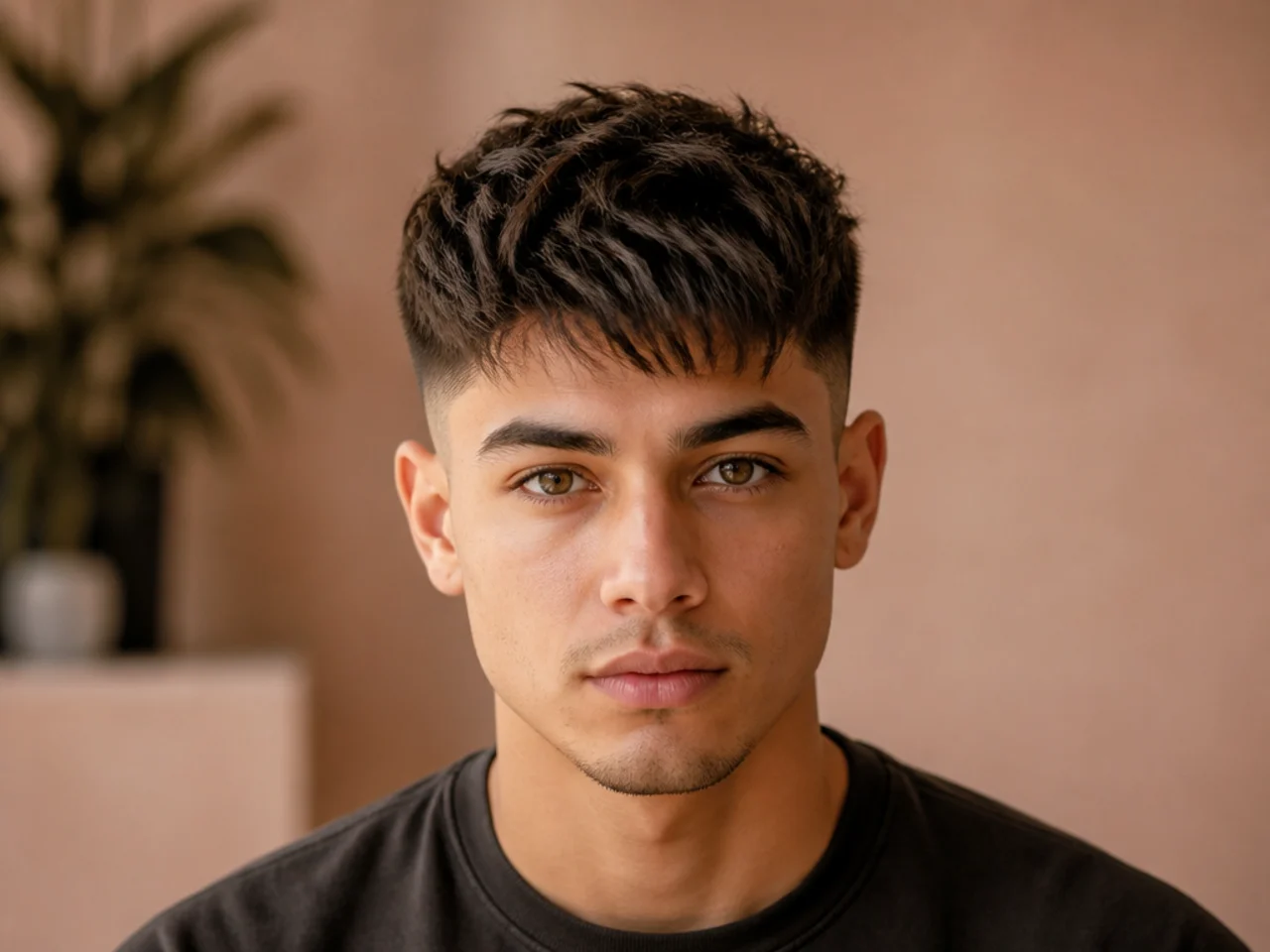 A textured mid fade on straight hair