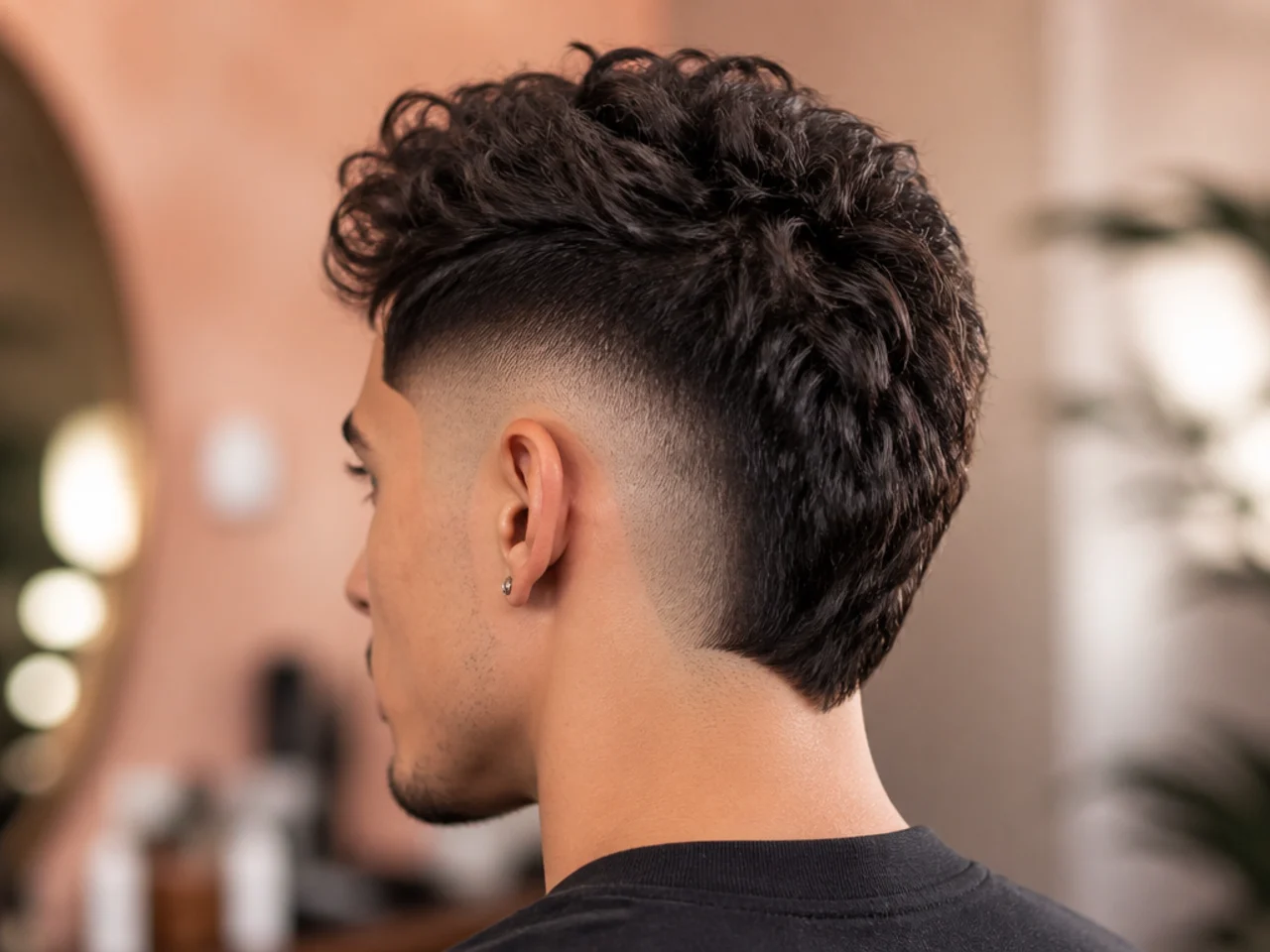 A textured mid burst fade