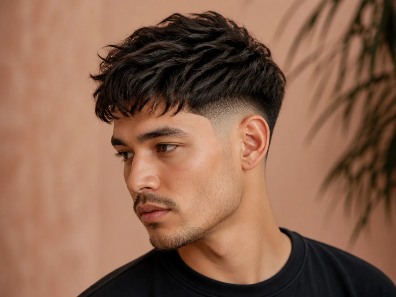 A textured mid taper fade