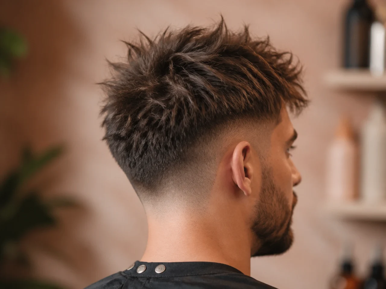 Over-texturised hair standing away from the head