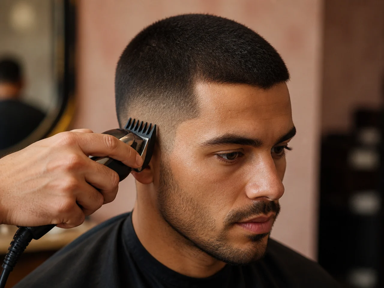 A clipper guard cutting hair to a uniform length