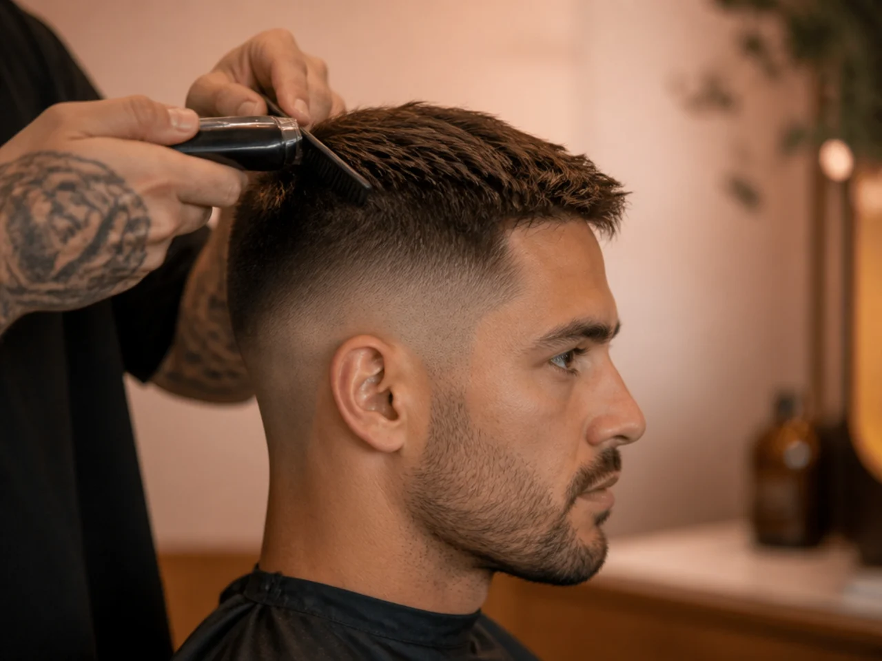 Clipper over comb technique on the top of the head