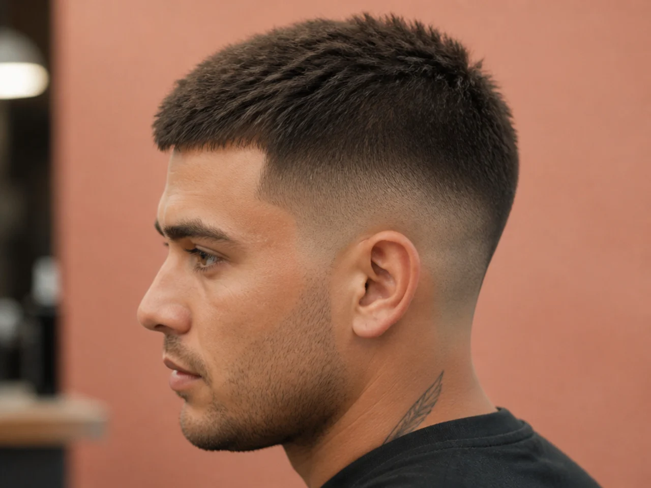 Short buzzed top with light point-cut texture
