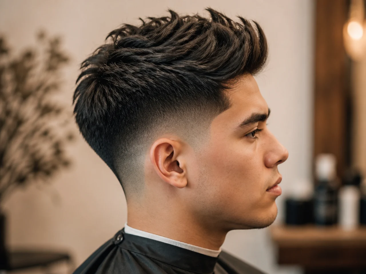 Textured quiff with point-cut ends