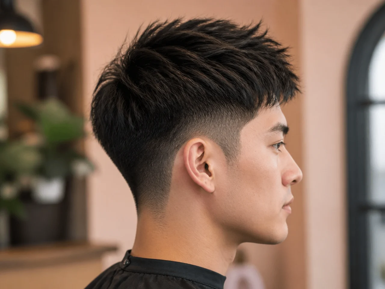 Textured taper fade on fine straight hair