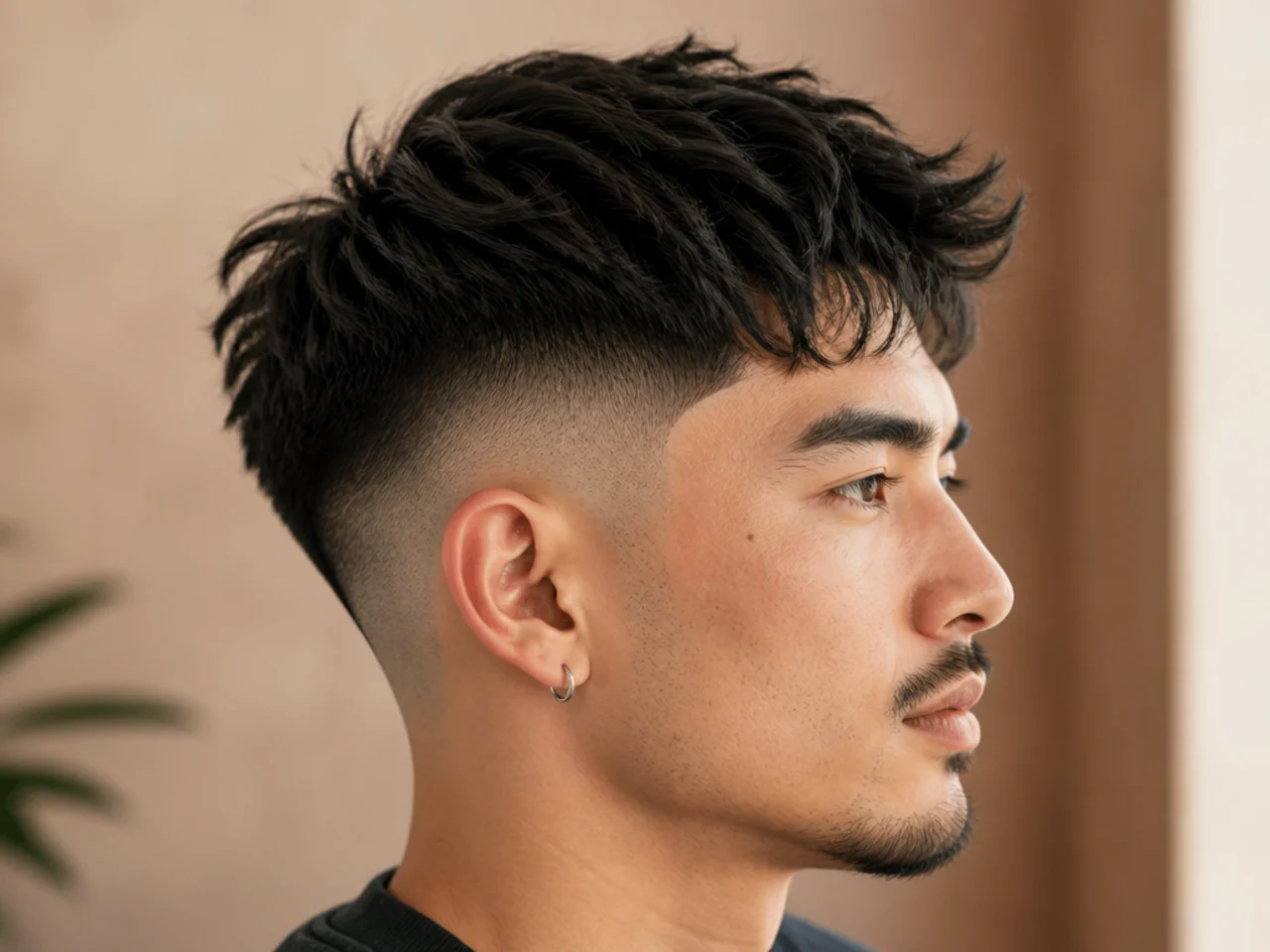 Textured two block with a high skin fade climbing to the parietal ridge for maximum contrast