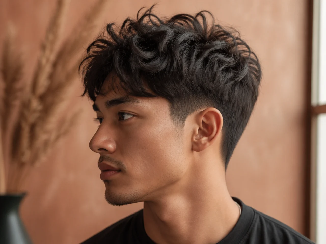 Textured two block with a soft low taper around the ears and neckline preserving most of the side length