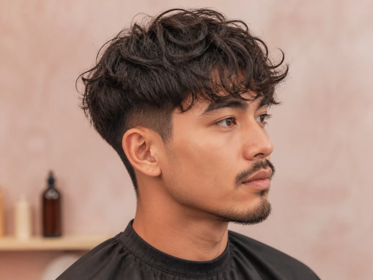 Wavy textured two block with natural bend on a four-inch top layer over hidden one-guard sides