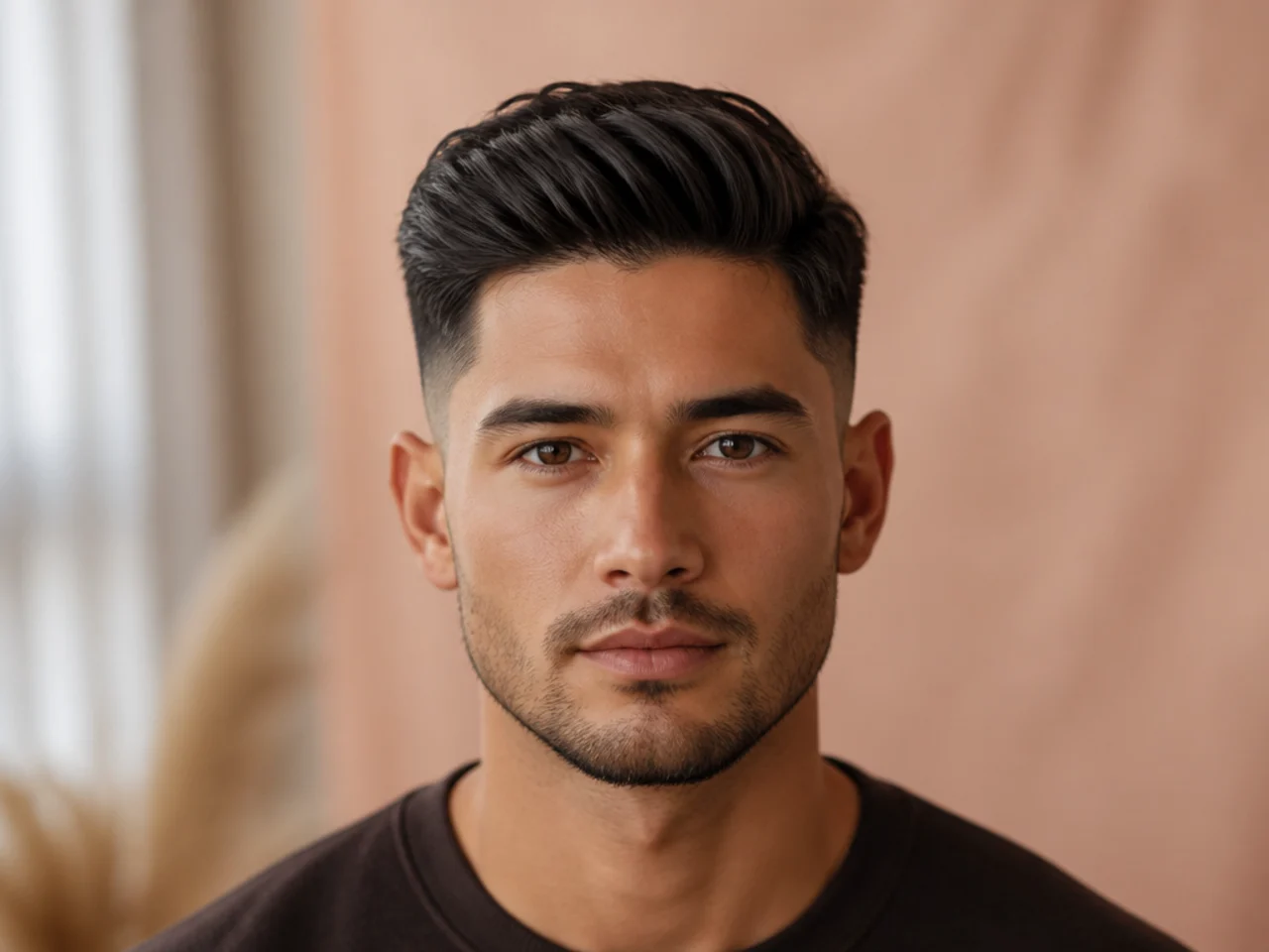 A taper leaving length at the neckline on thick hair