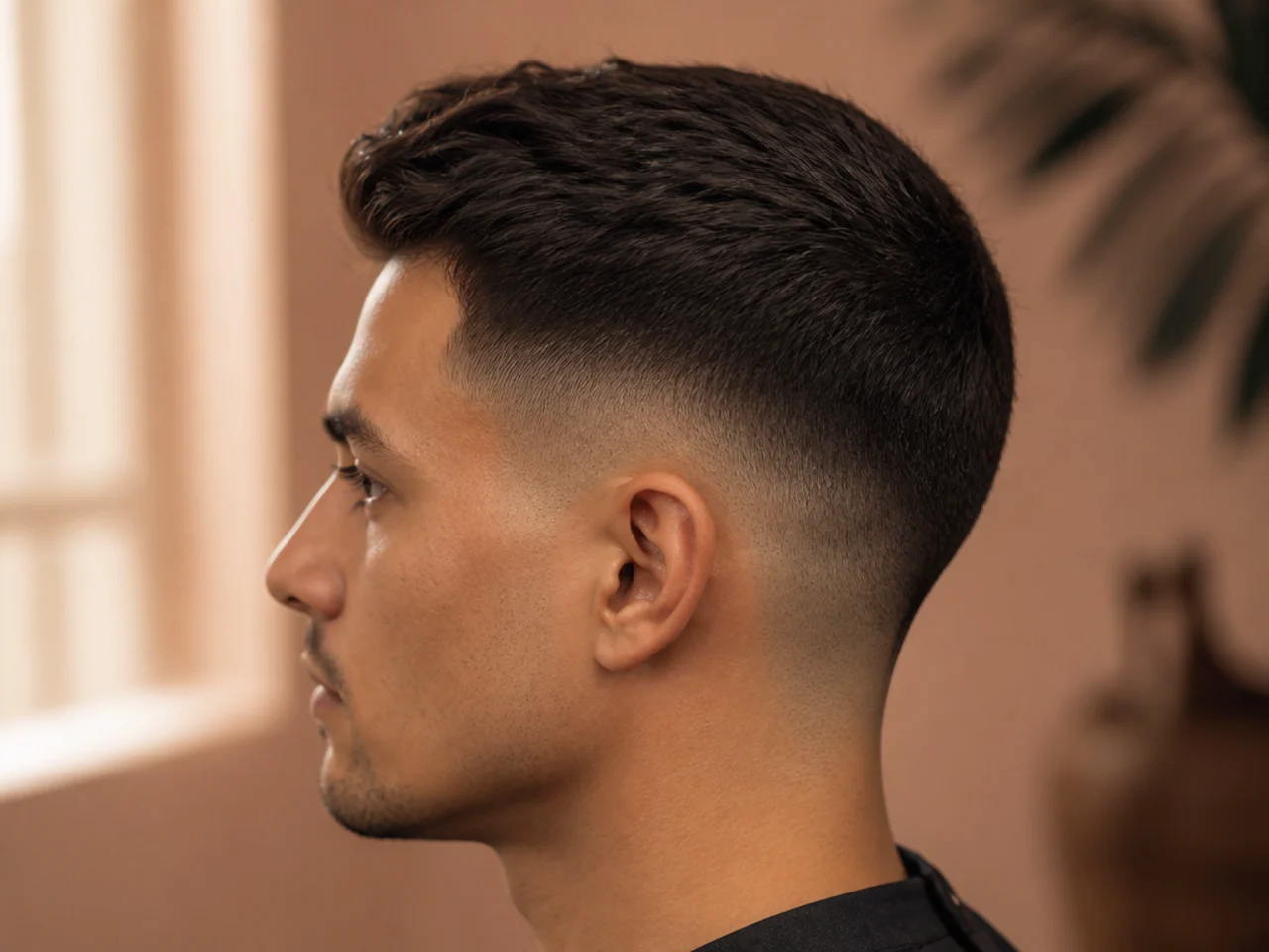 A rounded crown built with thick hair