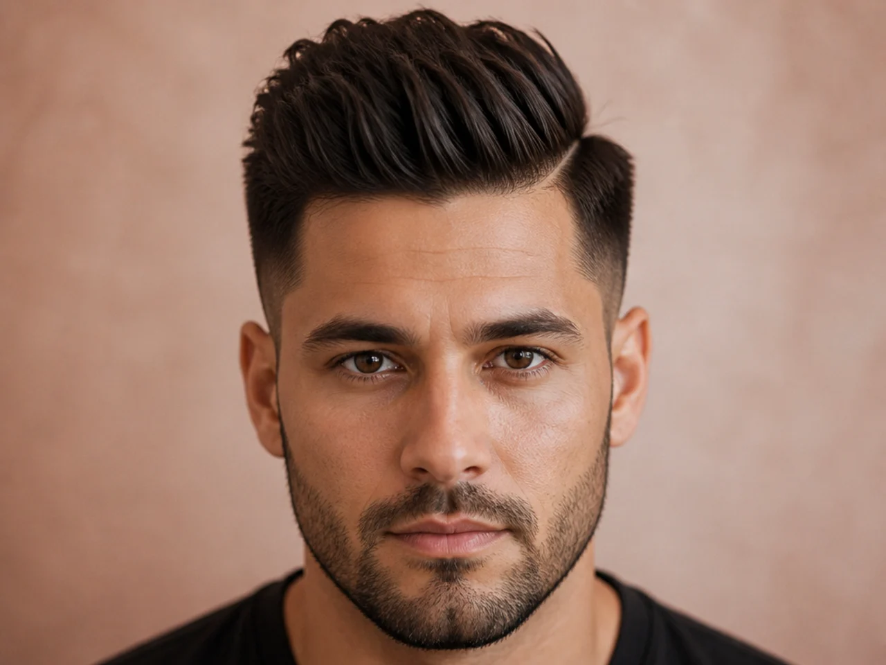 A tall block of volume at the front hairline
