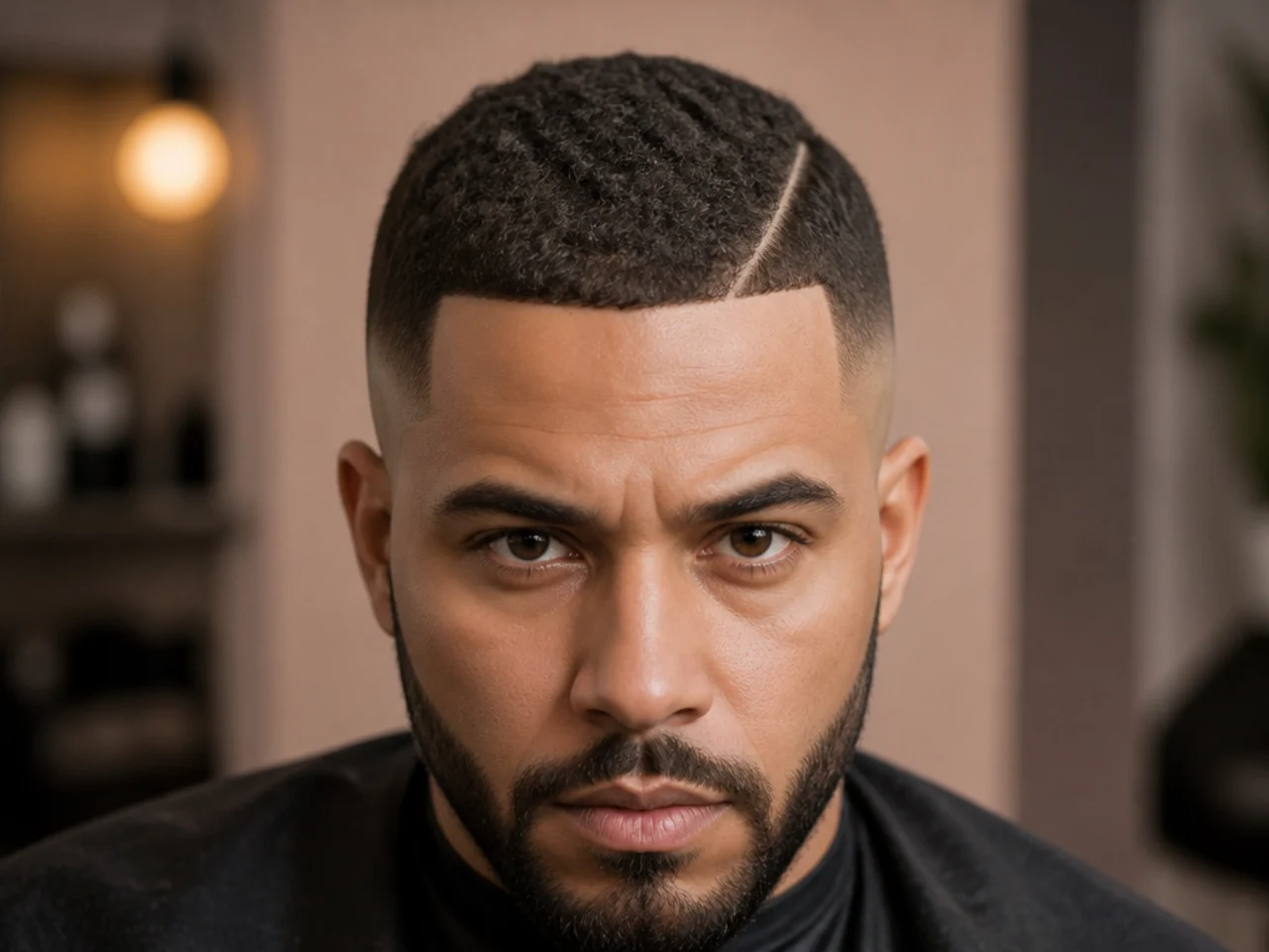 A wide accidental outline on short thick hair