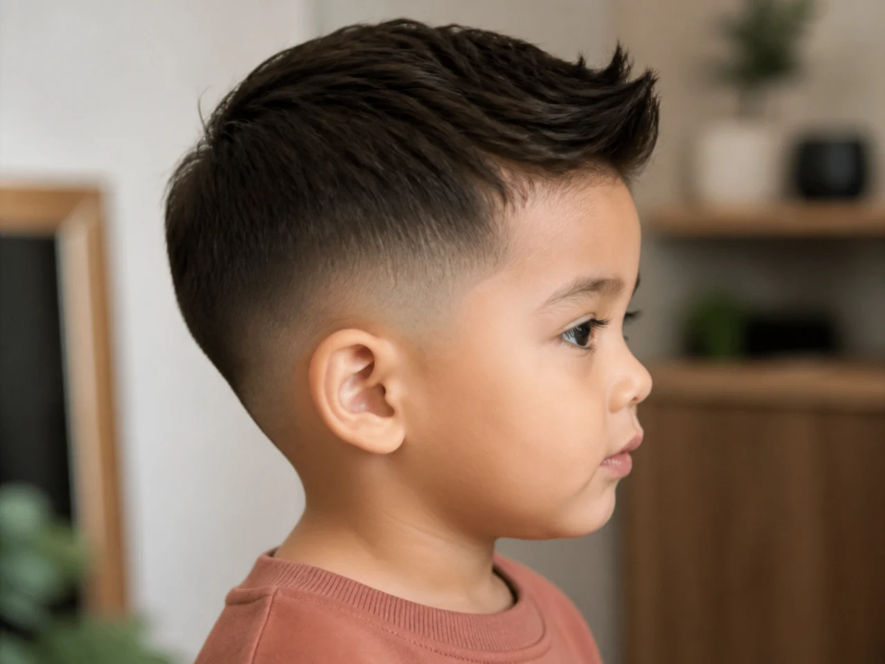 A toddler with a neat tapered haircut