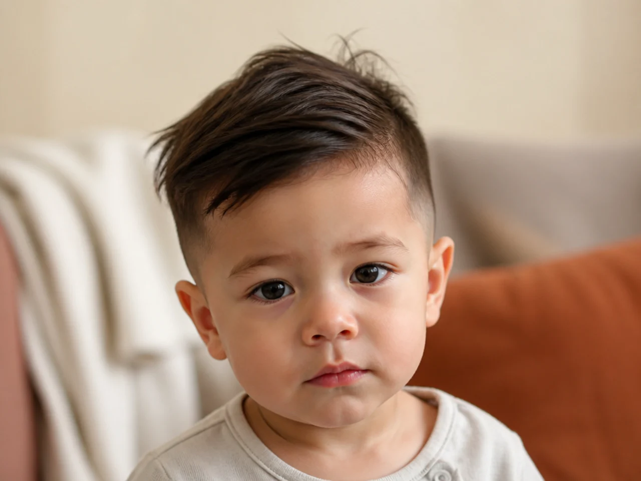 A toddler with short sides after waking from a nap