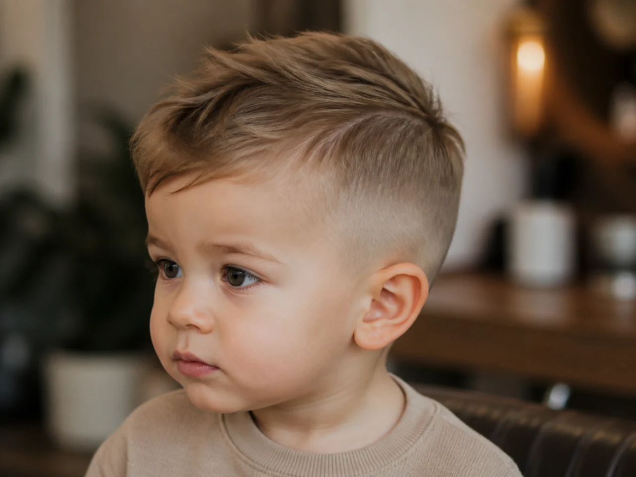 A toddler with fine hair kept longer on top