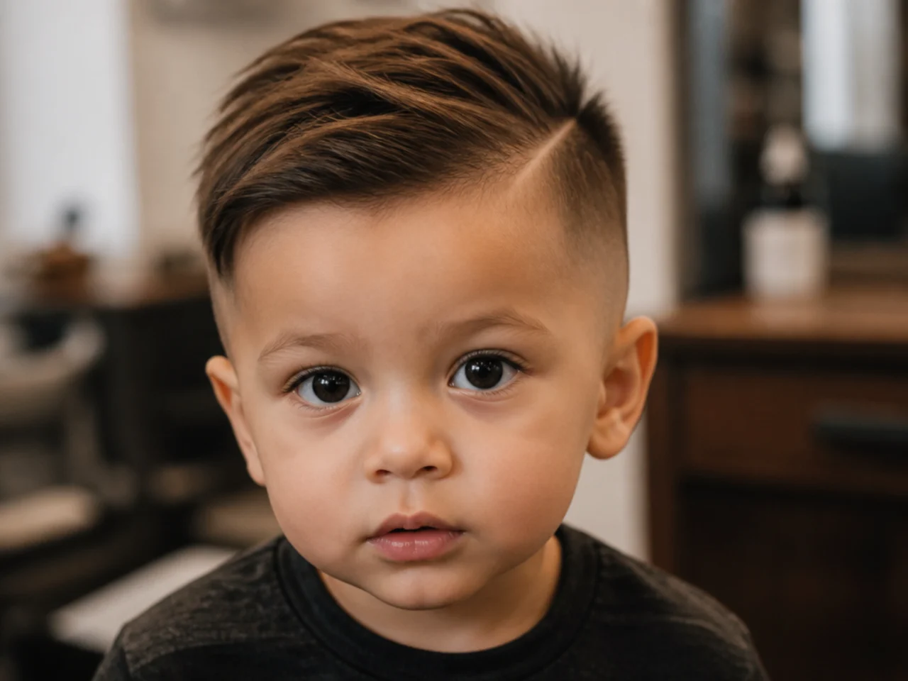 A toddler with a half-blended taper at the side