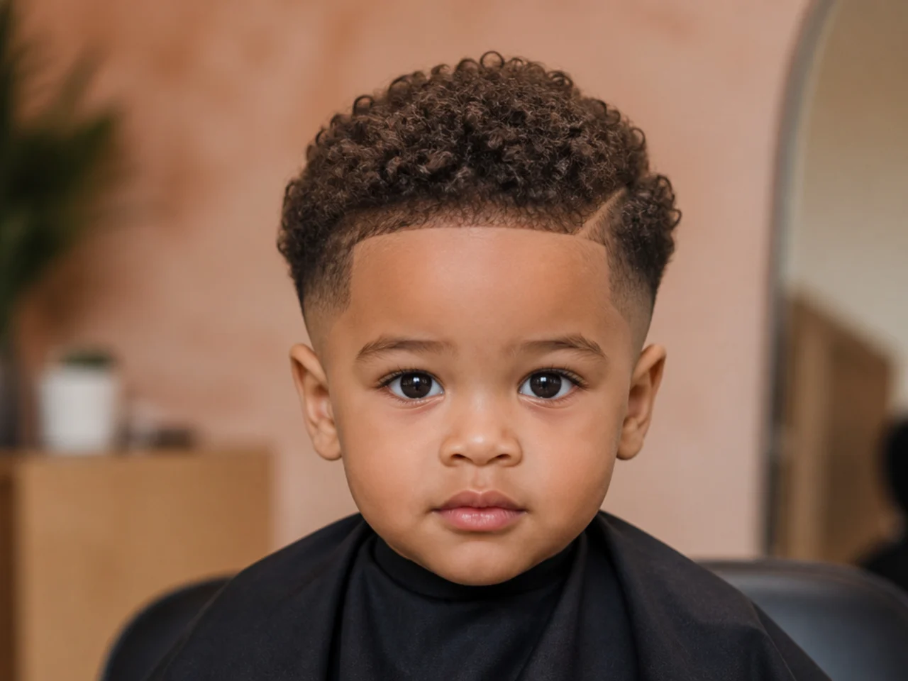 A toddler with a low taper and a natural hairline