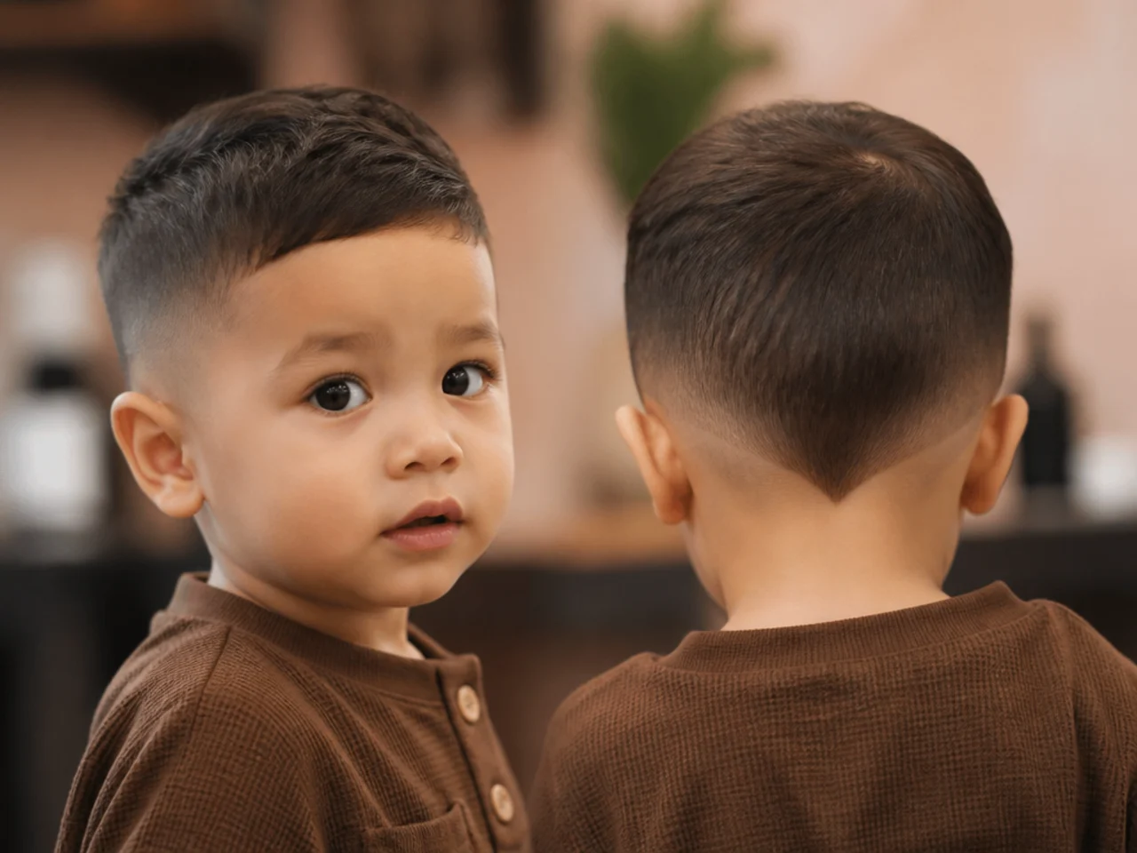 A toddler haircut with a V notch cut at the nape