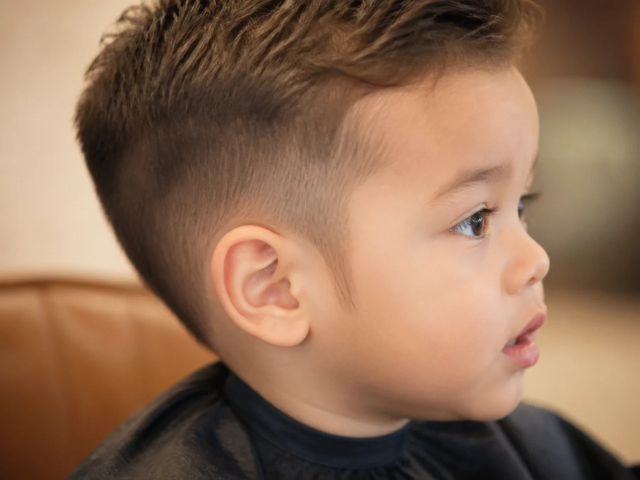 A toddler boy with a tidied sideburn