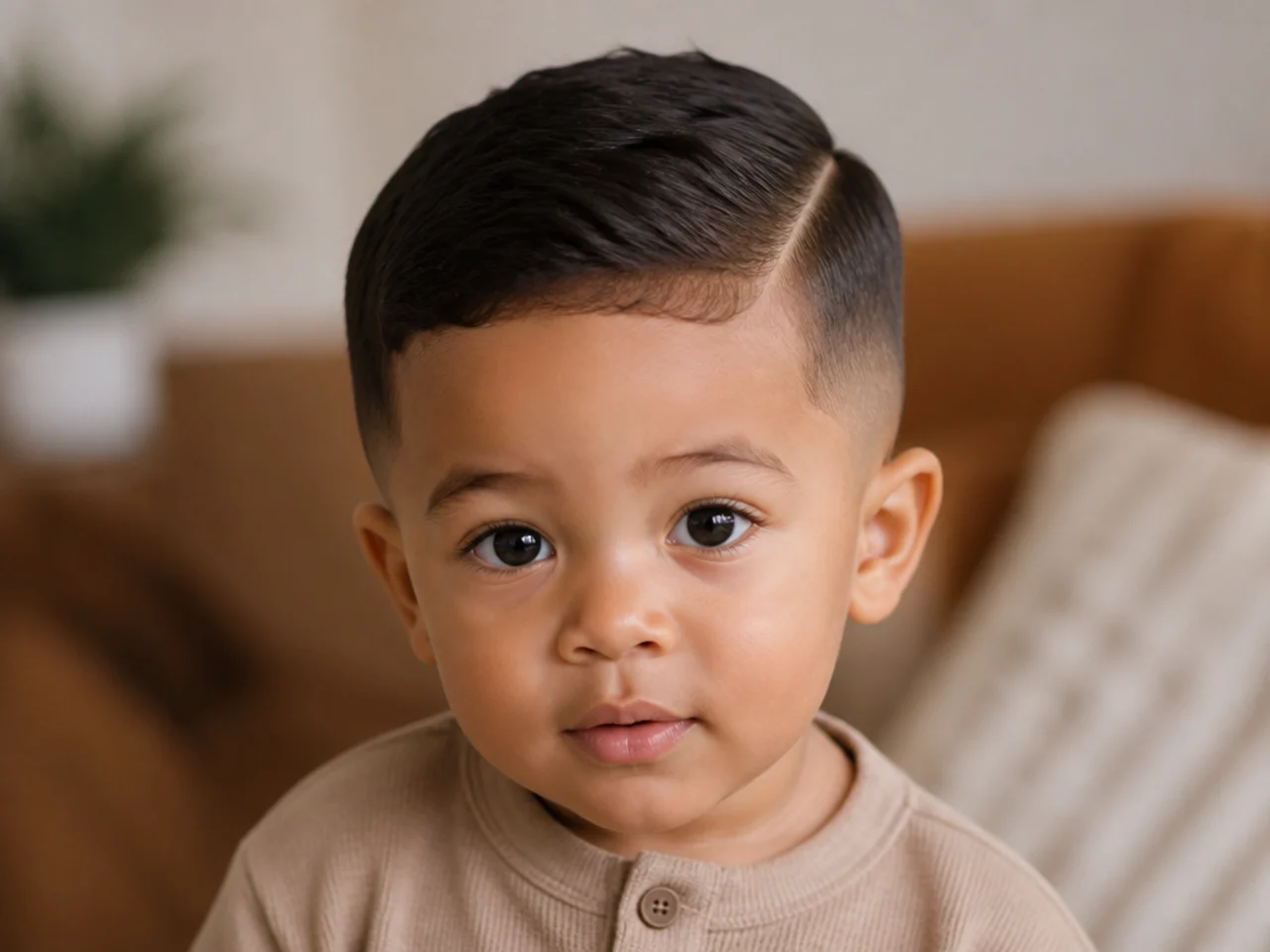 A toddler boy with a very low taper line