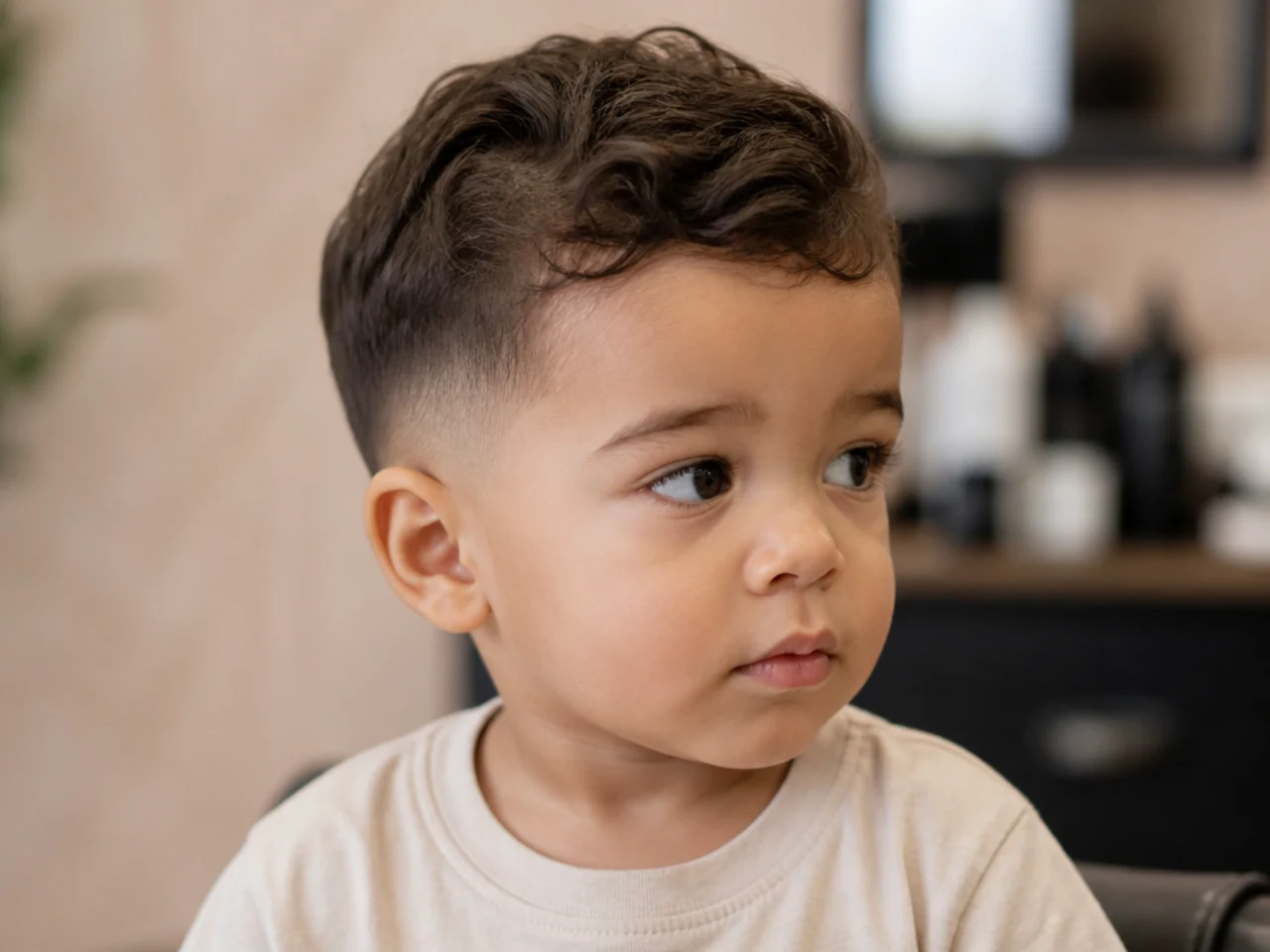 A toddler with a low taper at the sides