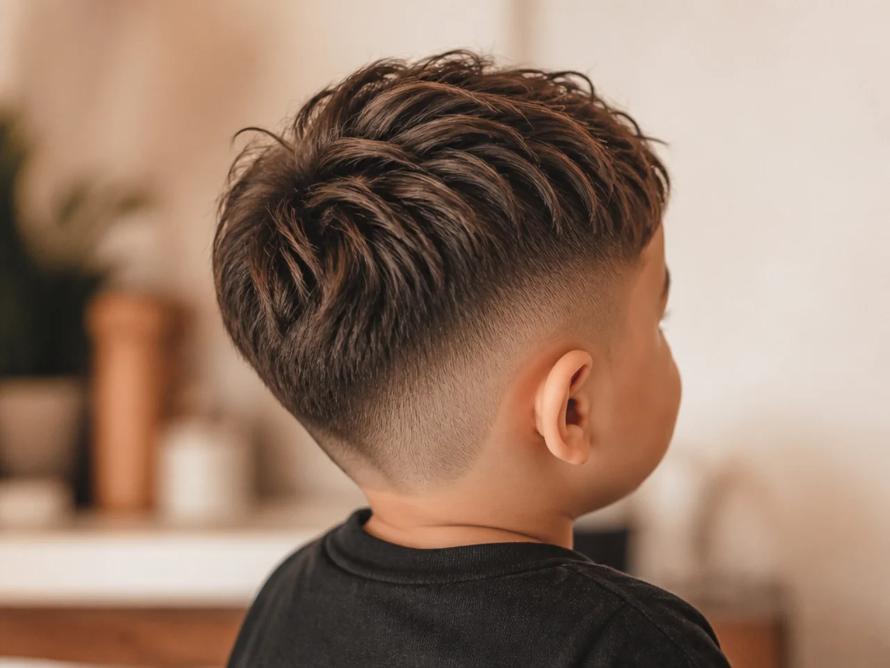 A toddler with a textured crop on top