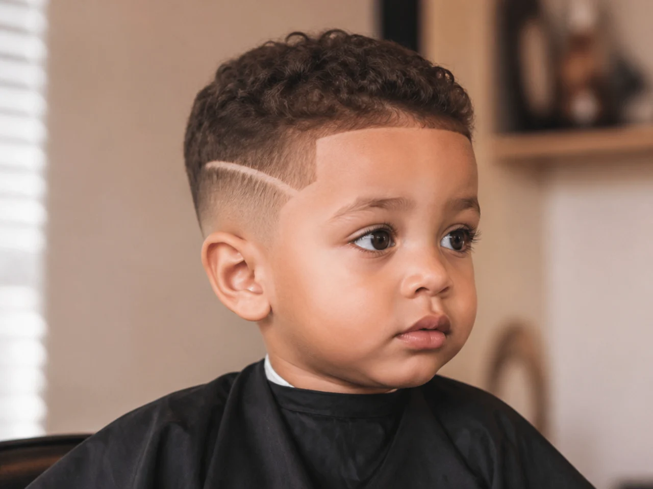 A short haircut with a line shaved into the side
