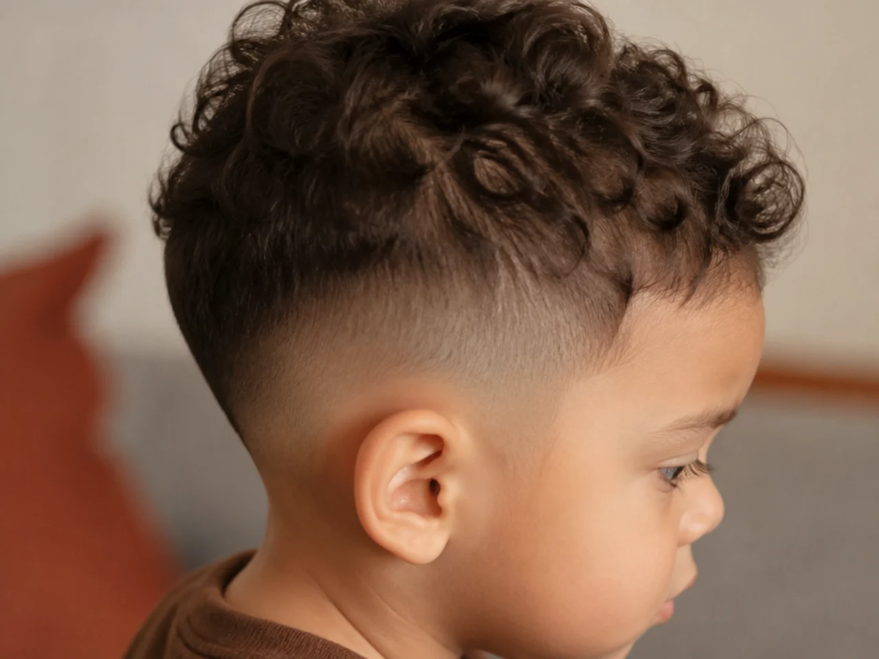 A toddler with a partly blended taper at the side