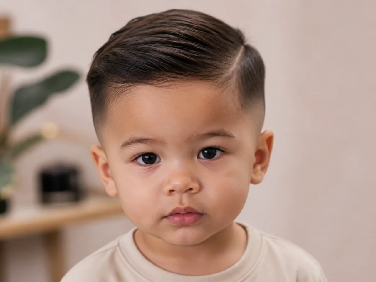 The crown whorl at the back of a toddler's head