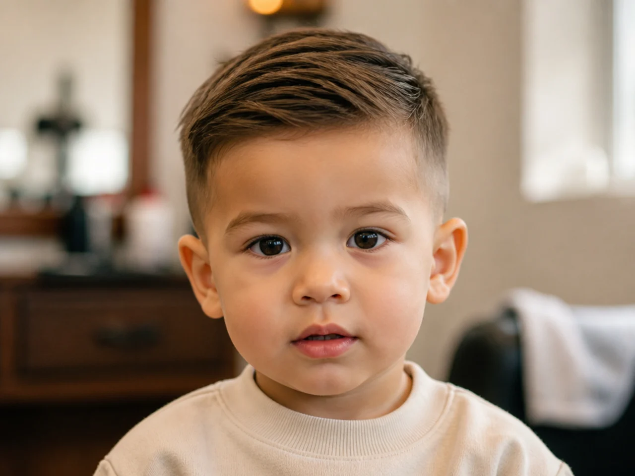 A toddler boy with number three back and sides