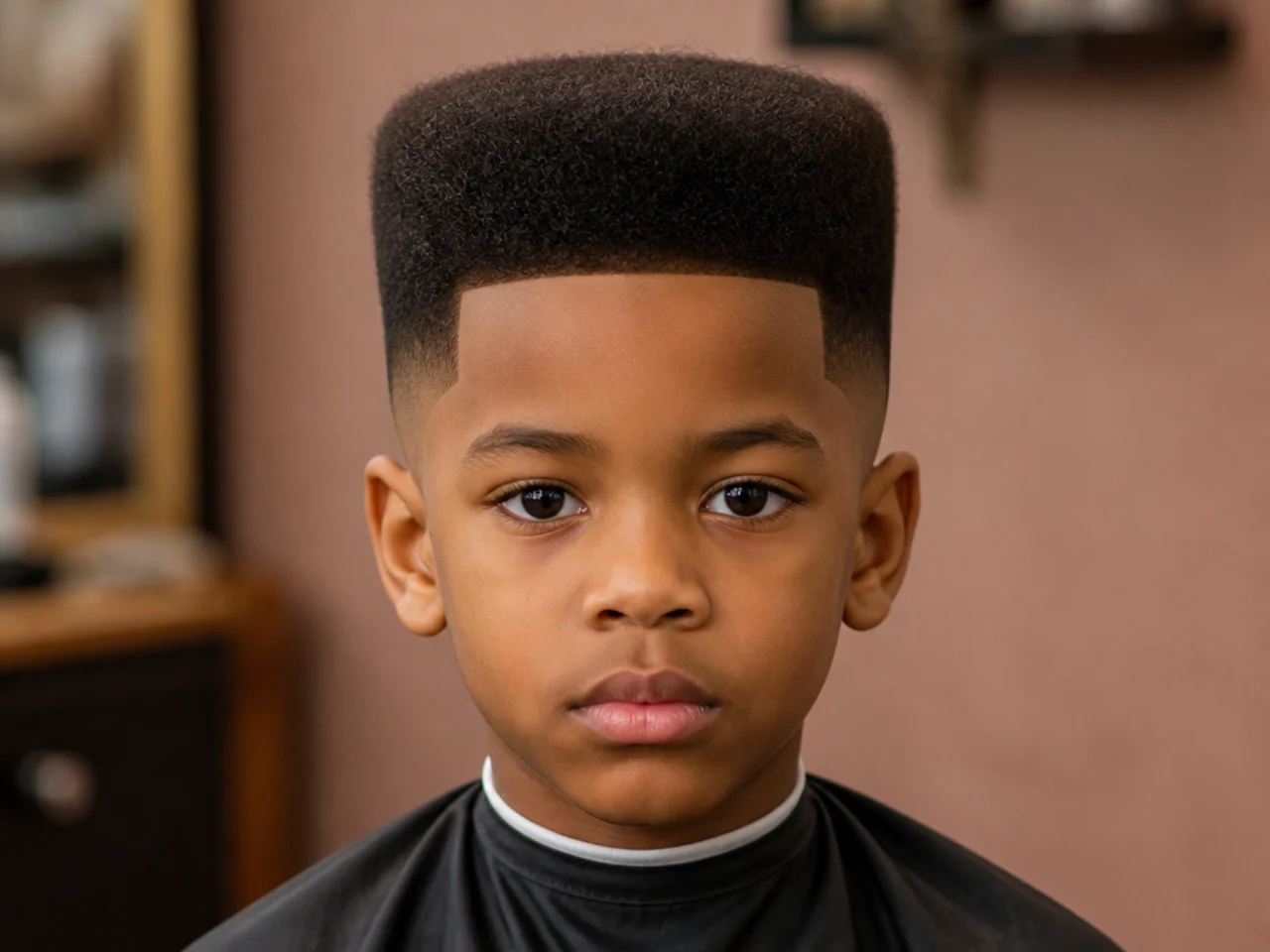 A boy with a high top haircut and squared corners