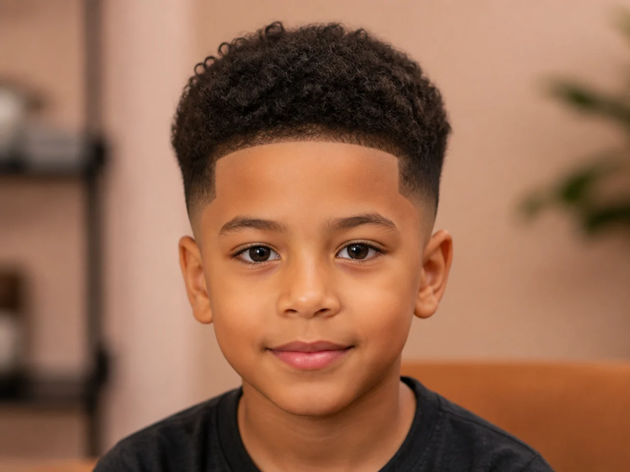 A boy with a mid taper and a short afro on top