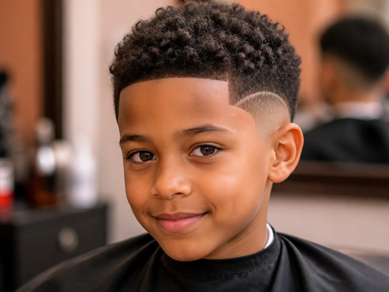 A boy with a burst fade curving around the ear