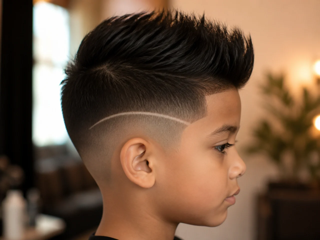 Close view of a shaved line narrowing as it grows out