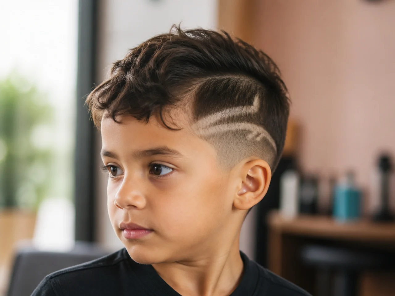 A grown-out hair design showing uneven fill on a boy's head