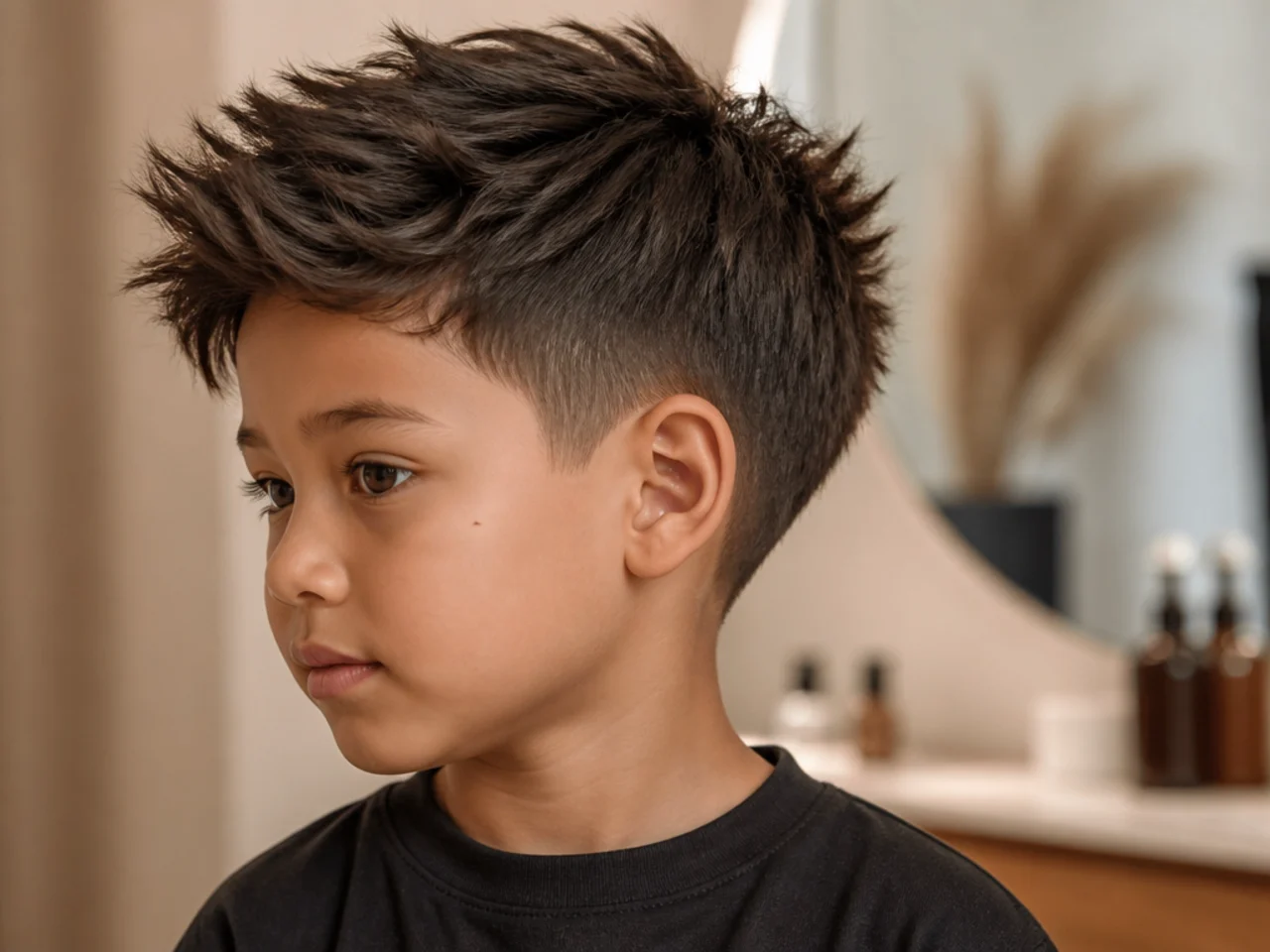 A young boy with a taper and an untouched natural neckline