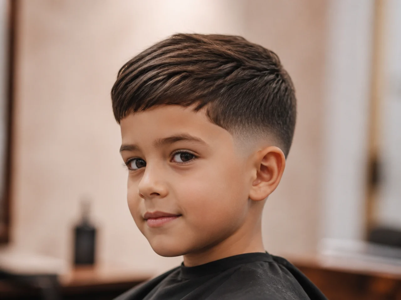 A young boy with a low taper over a longer guard