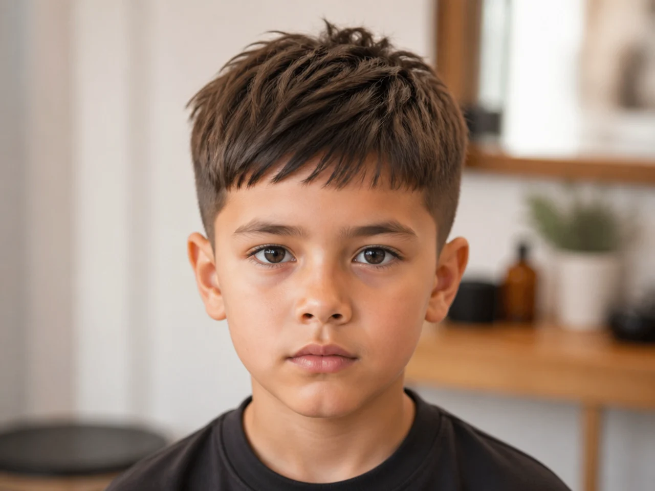 A scissor cut crop on a boy with no clipper line