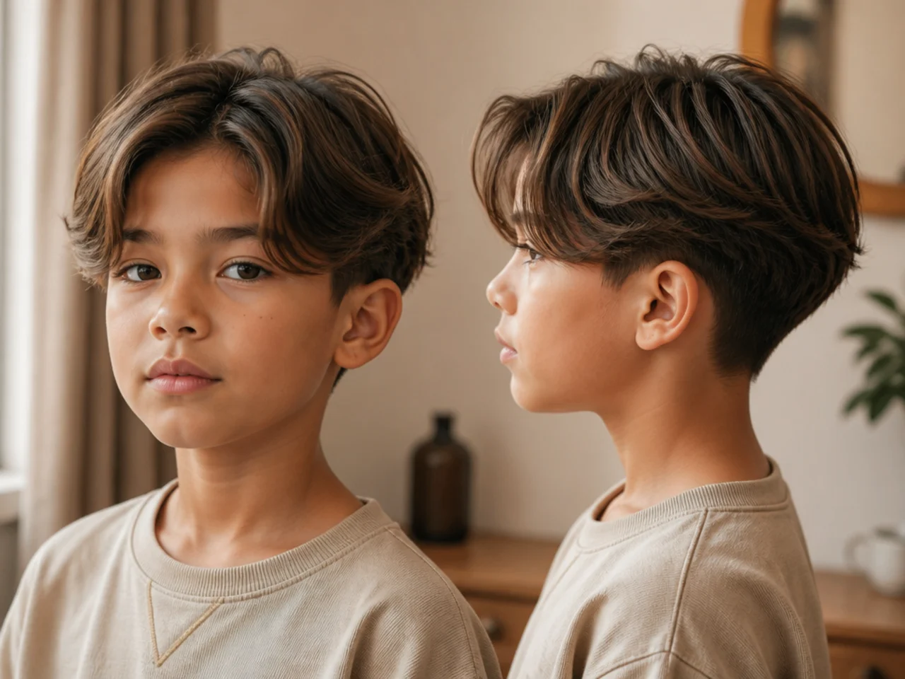 Curtains on a boy photographed four weeks after cutting