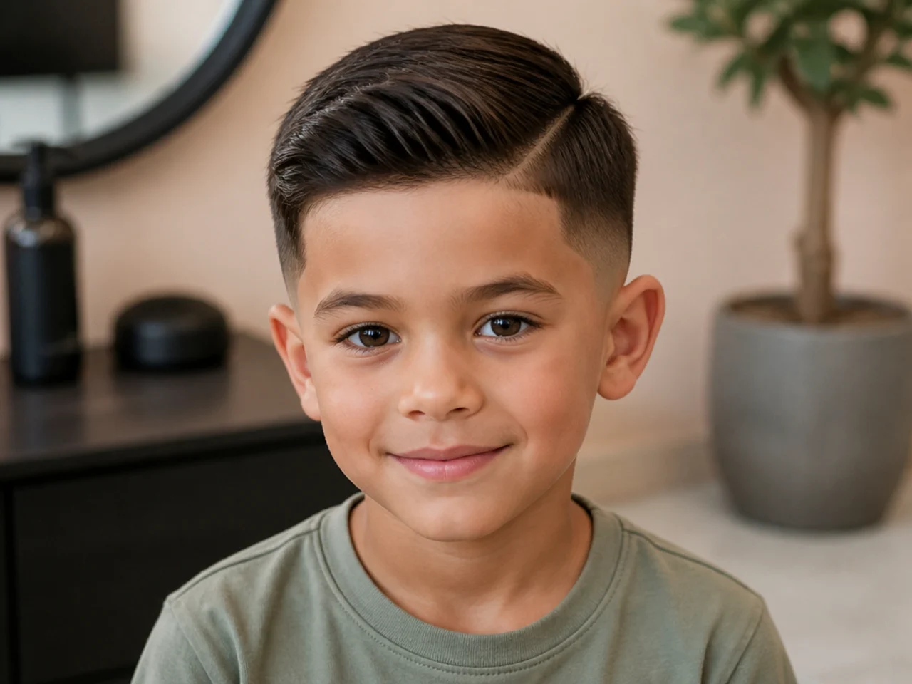 A mid taper on a boy with length left on top