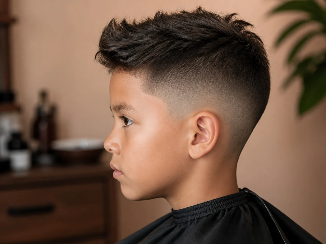A boys haircut with a very short section at the sides