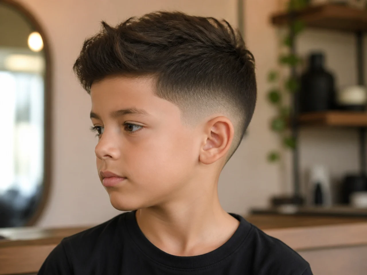 A mid taper over a number two on a boy